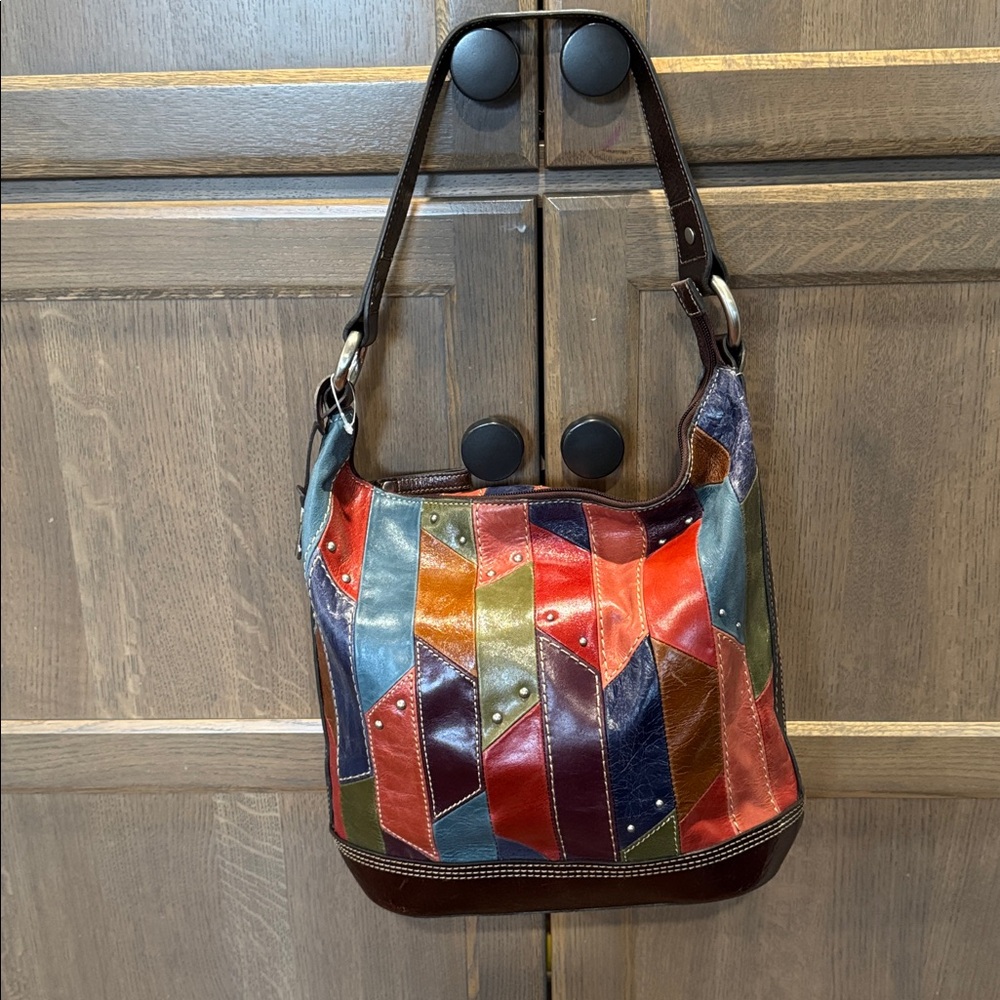 FOSSIL Boho Patchwork Studded Leather Shoulder Bag - Picture 4 of 11